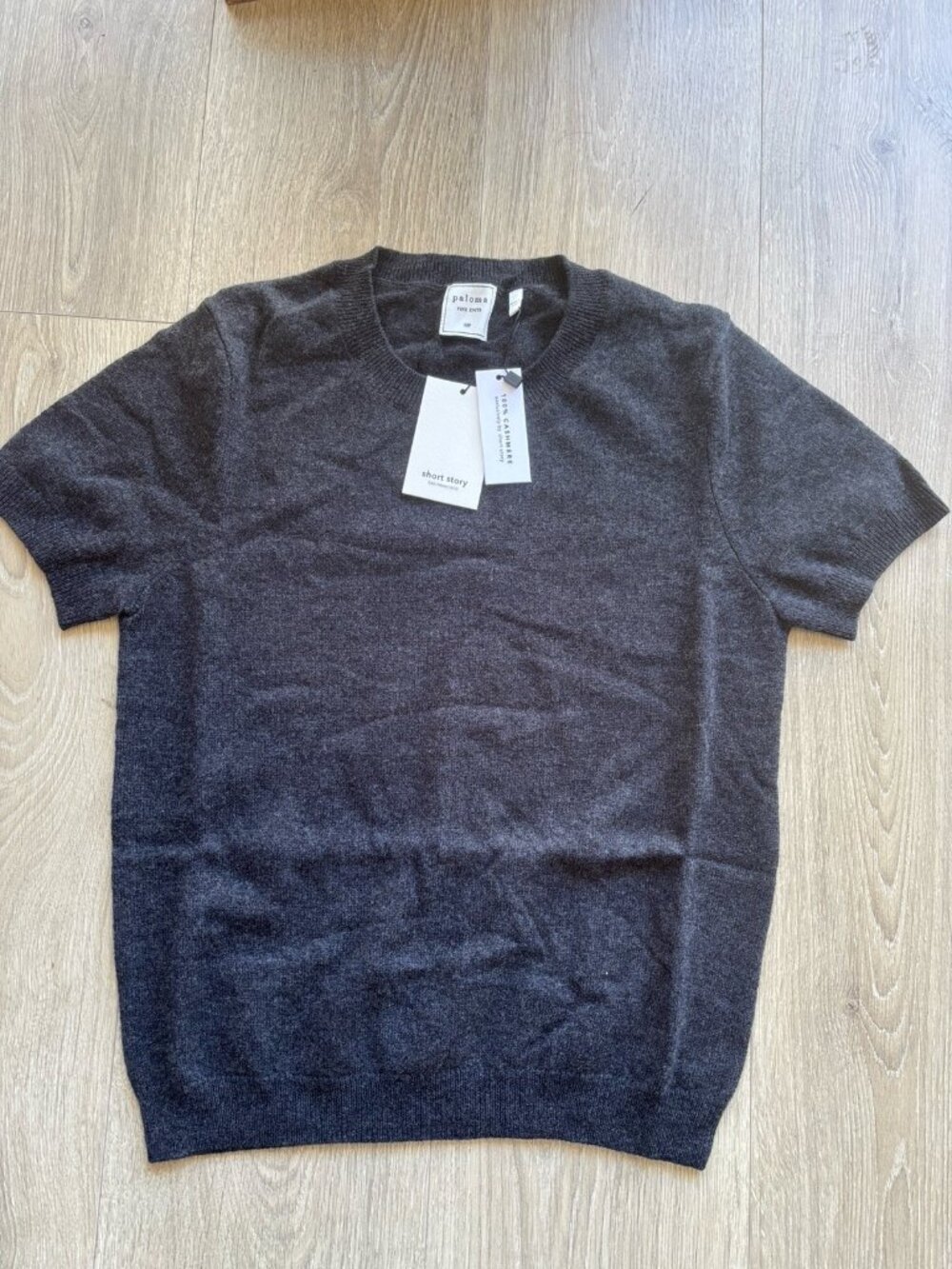 Paloma Short Story Cashmere Heather Onyx Gray Monaco Sweater Women XS Petite NEW